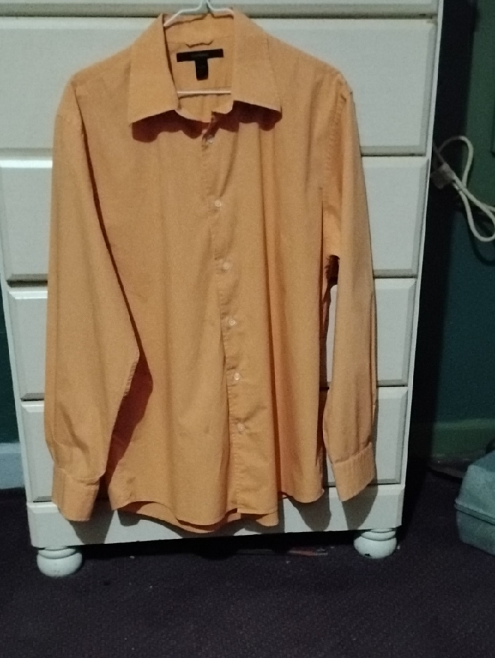 Express Men's Long-Sleeve Dress Shirt - Peach/Light Orange